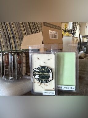 A Wishful Dream Lemongrass & Daisy Dylan Blue Wax Melts - White and Light Green